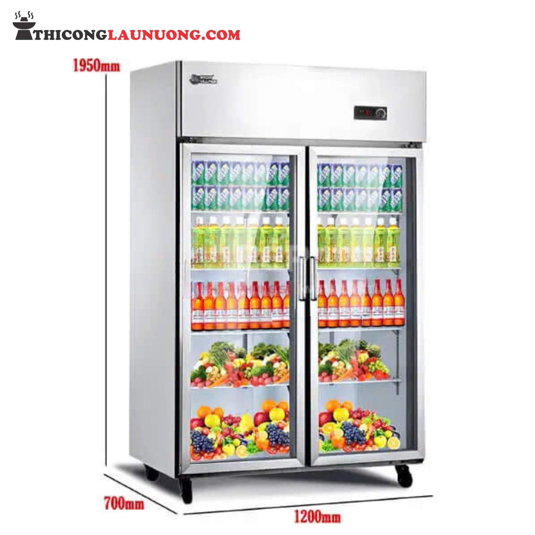 Tủ mát inox 2 cánh LC-1200CF